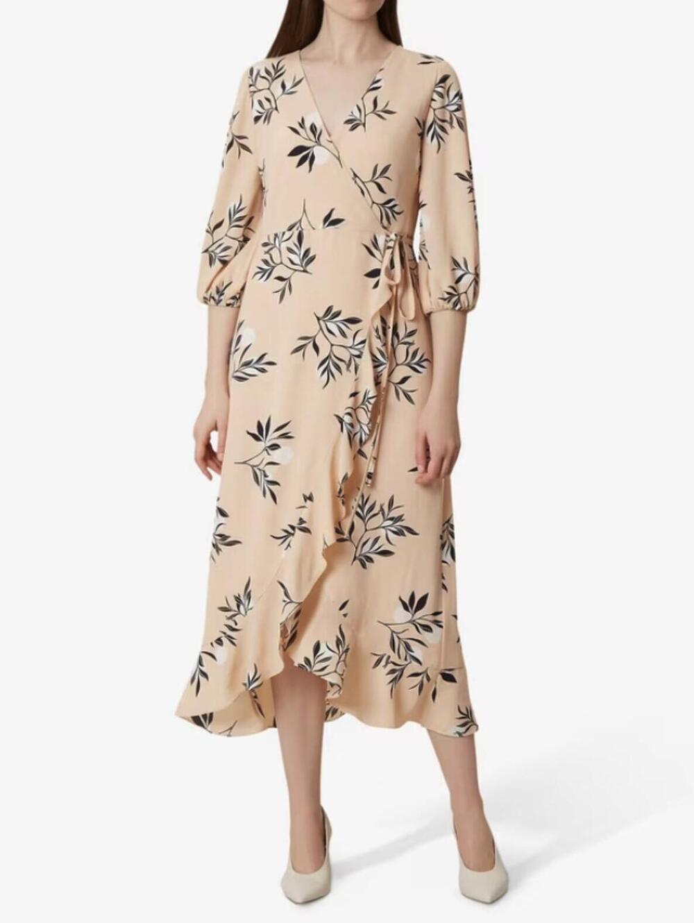 Hobbs London Pink Kayla Botanical Midi Wrap Dress - Size - 8